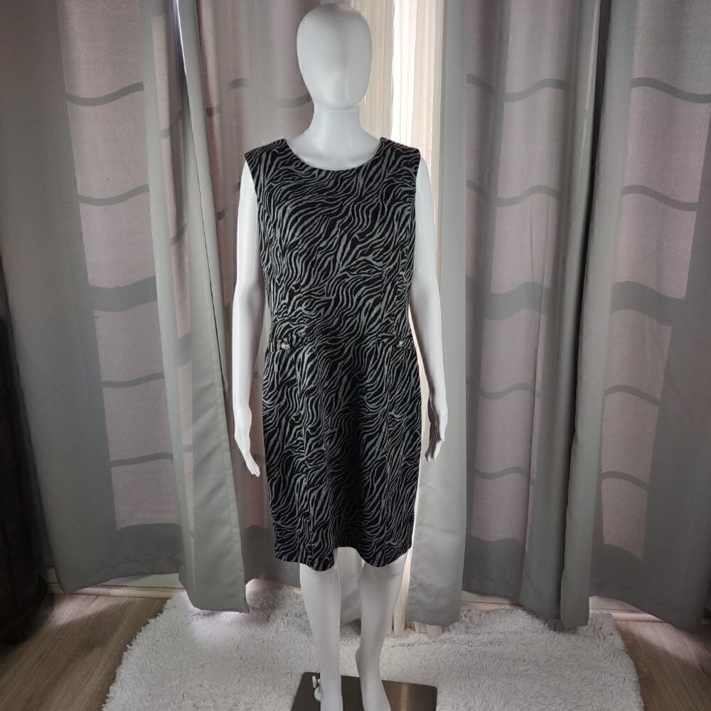 Enfocus Studio Black and White Zebra Print Midi Dress